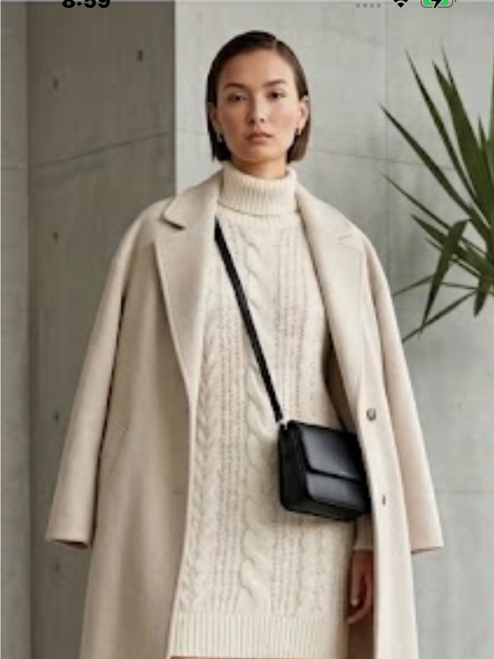 Abercrombie & Fitch Cream Cable Chunky Knit Turtleneck Sweater Dress